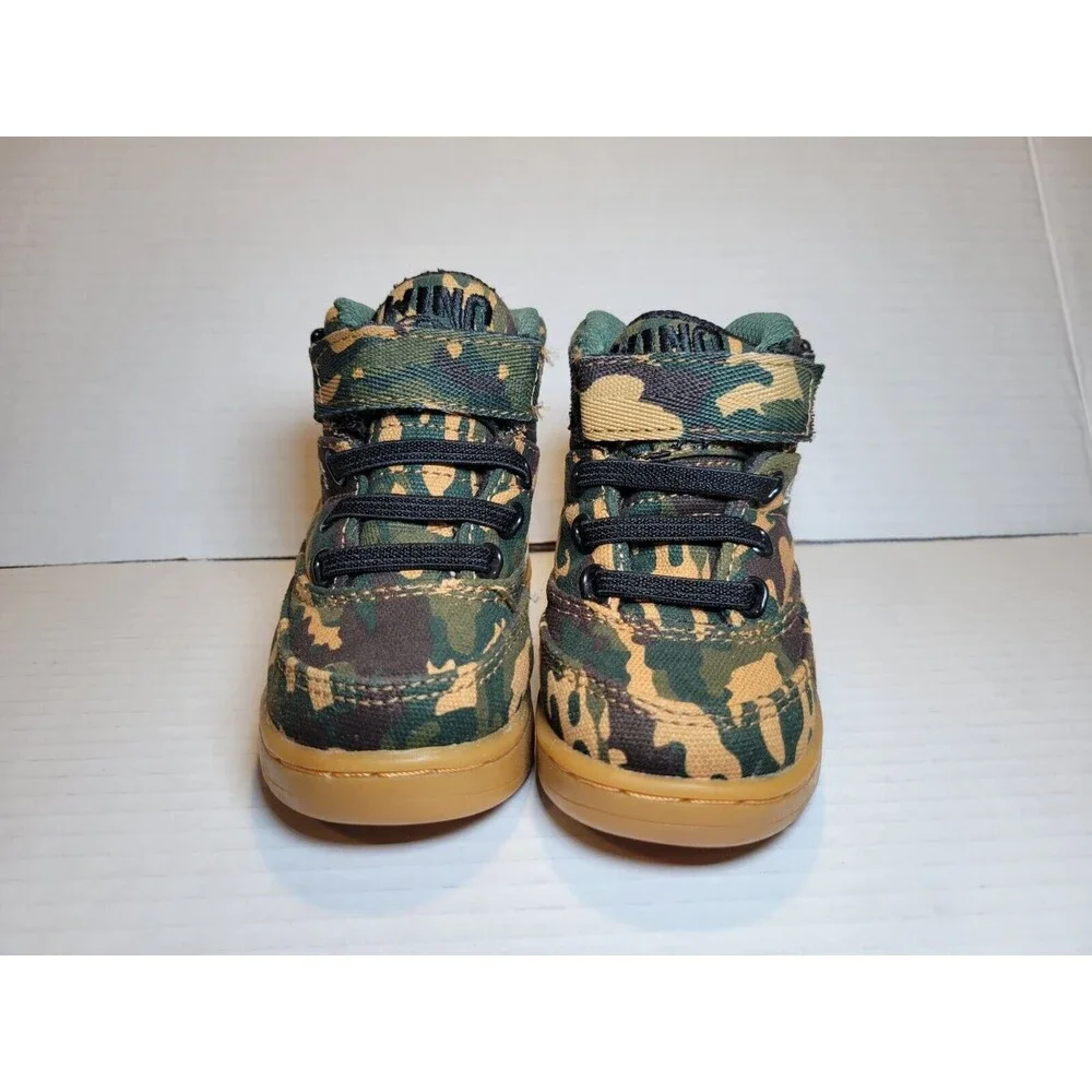 Boys PATRICK EWING 33 Hi Toddler Size 4 Camo Print Green Brown Gum Sole Sneakers